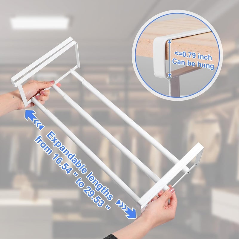 ELECDON 2 Pack Expandable Under Shelf Shoe Rack, Adjustable & Hanging Shoe Organizer for Closets, Heavy-Duty Carbon Steel Storage for Entryway & Cabinet (White) - Image 4