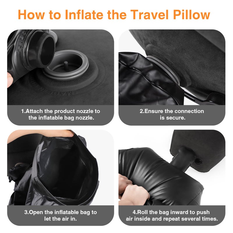 Maliton Inflatable Foot Rest Pillow for Travel,Kids Airplane Bed,Adjustable 3 Layers Height Leg Pillow of Air Travel Essentials,Car, Office, Home - Fast Inflation (Black) - Image 5