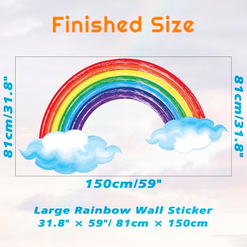 Eutecado Watercolor Rainbow Wall Decals Lovely Rainbow Wall Stickers for Kids Room, Large Cloudy Rainbow Room Decor Waterproof Peel and Stick Wall Art Murals for Nursery Classroom - Image 4