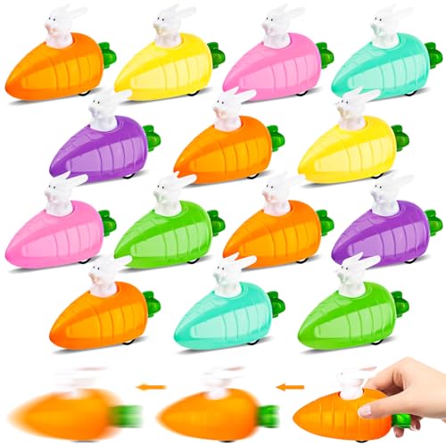 LHSYFBZ 14Pcs Easter Pull Back Cars Toys Bunny Cars Carrot Cars Rabbit Fun Toy for Toddler Boy Girl Plastic Easter Eggs Filler Easter Present for Kids - Image 1
