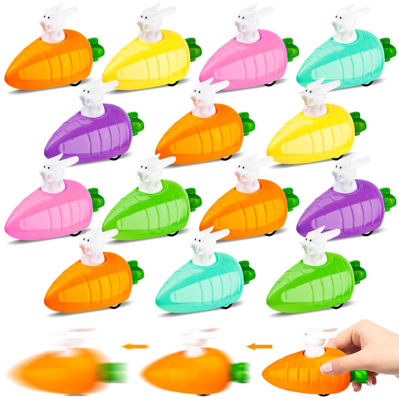 LHSYFBZ 14Pcs Easter Pull Back Cars Toys Bunny Cars Carrot Cars Rabbit Fun Toy for Toddler Boy Girl Plastic Easter Eggs Filler Easter Present for Kids - Image 3