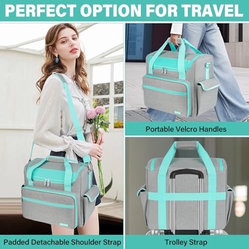 Jaffzora Craft Bag for Scrapbook Supplies, Large Scrapbook Tote with 15.6'' Laptop Sleeve, Art Supply Storage Bag with Multiple Pockets for Scrapbooking Tools, Gray - Image 4