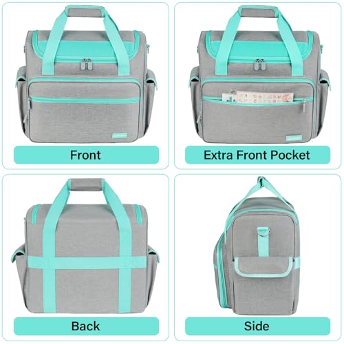Jaffzora Craft Bag for Scrapbook Supplies, Large Scrapbook Tote with 15.6'' Laptop Sleeve, Art Supply Storage Bag with Multiple Pockets for Scrapbooking Tools, Gray - Image 5