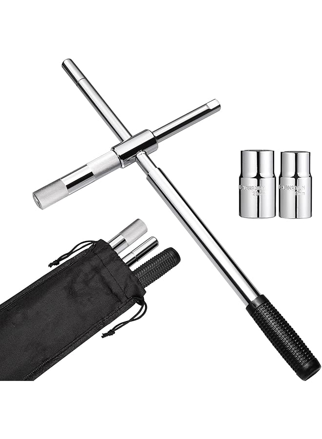 Universal Extended Lug Wrench, 4-Way 25-Inch Tire Iron Nut Wrenchs Set With Storage Bag And Standard Lug Nut Remover (17Mm/19Mm,21Mm/23Mm) For Heavy Duty Cross Wrench - Image 1