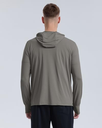 Locachy Mens UPF 50 Sun Protection Outdoor Lightweight Full Zip Hoodie Jacket Long Sleeve Fishing Hiking Performance Shirt Grey XXL - Image 3