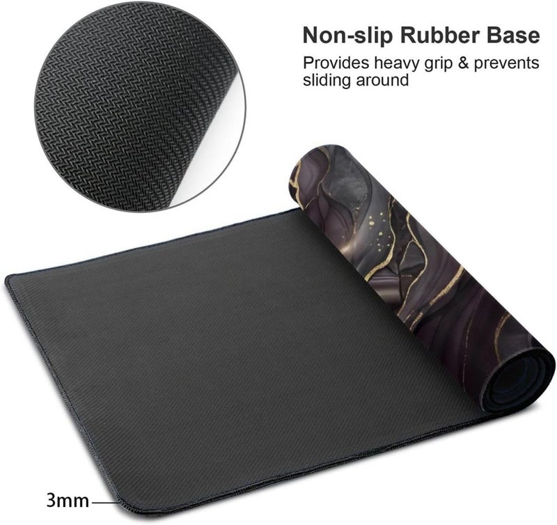 AQQA Purple Marble Desk Pad - Abstract Gold Foil Large Gaming Mouse Pad - XL Non-Slip Rubber Base Keyboard Mat - Aesthetic Desk Mat for Office & Home Decor - Extended Water-Resistant Table Protector - Image 5