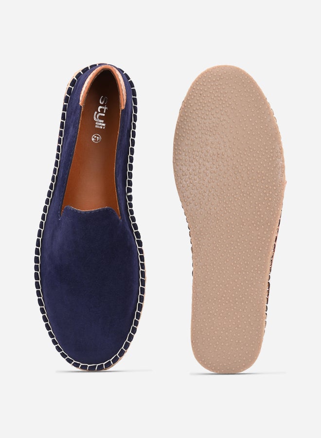 Styli Contrast Stitch Detail Slip On Espadrilles  - Image 4