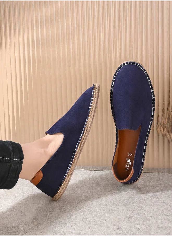 ستايلي Contrast Stitch Detail Slip On Espadrilles