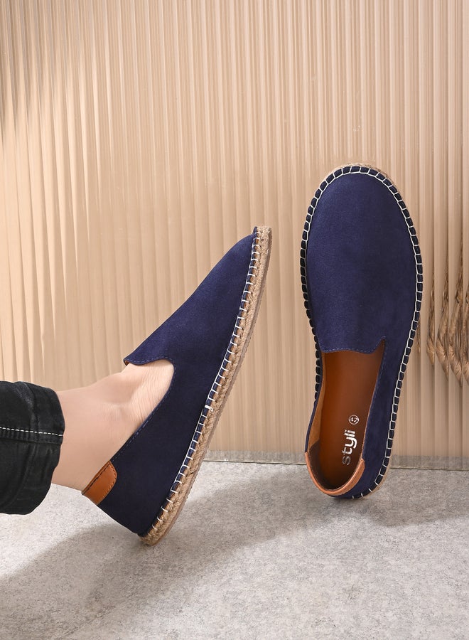 Styli Contrast Stitch Detail Slip On Espadrilles  - Image 2