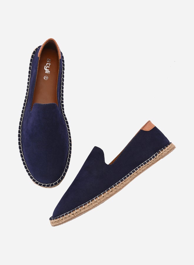 Styli Contrast Stitch Detail Slip On Espadrilles  - Image 3