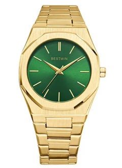 Gold bracelet with green dial