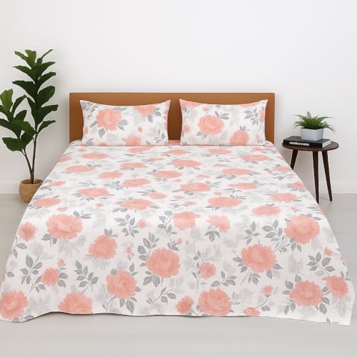 Bhoomi Impex Double Bedsheet – Blush Petals Romantic Pink Floral Design – 90 x 100 Inches – Soft & Breathable Microfiber – Includes 2 Pillow Covers - Image 1