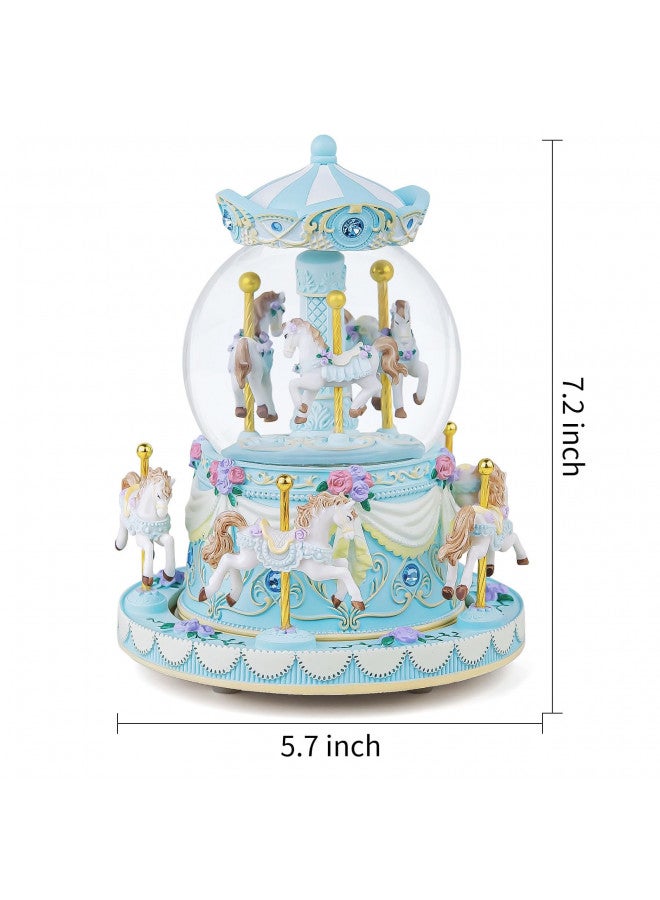 Mr.Winder Carousel Music Box Snow Globe Unicorn Horse Musical Boxes with Color Lights, Gifts for Girls Women Daughter Anniversary Christmas Birthday - Image 4