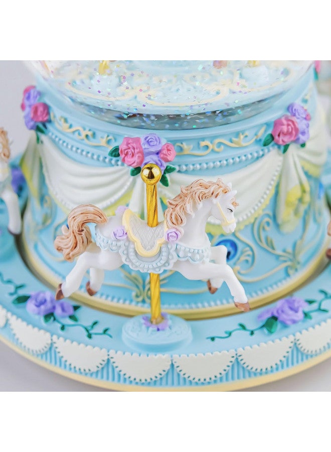 Mr.Winder Carousel Music Box Snow Globe Unicorn Horse Musical Boxes with Color Lights, Gifts for Girls Women Daughter Anniversary Christmas Birthday - Image 3