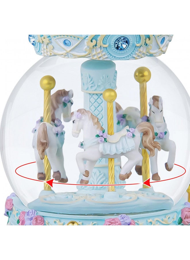 Mr.Winder Carousel Music Box Snow Globe Unicorn Horse Musical Boxes with Color Lights, Gifts for Girls Women Daughter Anniversary Christmas Birthday - Image 2
