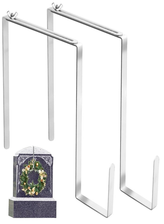 كانيفا قطعتان من علاقات أكاليل شواهد القبور لعيد الميلاد، حوامل خطافات أكاليل القبور قابلة للتعديل لتزيين شواهد القبور (6.2-11 بوصة) - Image 1