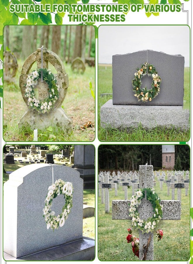 كانيفا قطعتان من علاقات أكاليل شواهد القبور لعيد الميلاد، حوامل خطافات أكاليل القبور قابلة للتعديل لتزيين شواهد القبور (6.2-11 بوصة) - Image 4