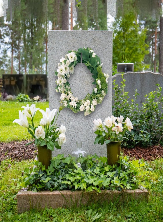 كانيفا قطعتان من علاقات أكاليل شواهد القبور لعيد الميلاد، حوامل خطافات أكاليل القبور قابلة للتعديل لتزيين شواهد القبور (6.2-11 بوصة) - Image 5