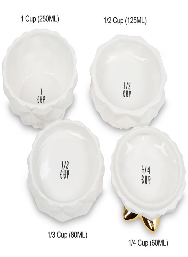 VOTUM Set of 4 Decorative Pineapple Shaped Stackable Ceramic Kitchen Measuring Cups in 4 Assorted Sizes - Image 5