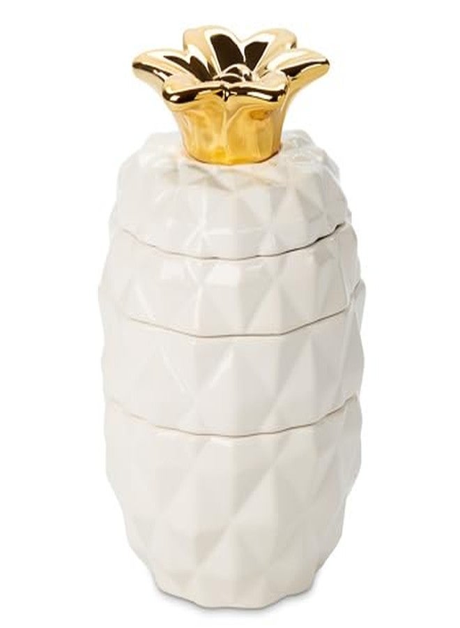 VOTUM Set of 4 Decorative Pineapple Shaped Stackable Ceramic Kitchen Measuring Cups in 4 Assorted Sizes - Image 1
