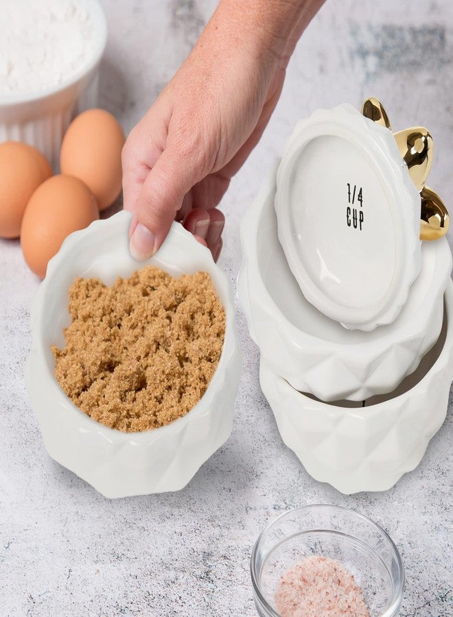 VOTUM Set of 4 Decorative Pineapple Shaped Stackable Ceramic Kitchen Measuring Cups in 4 Assorted Sizes - Image 2