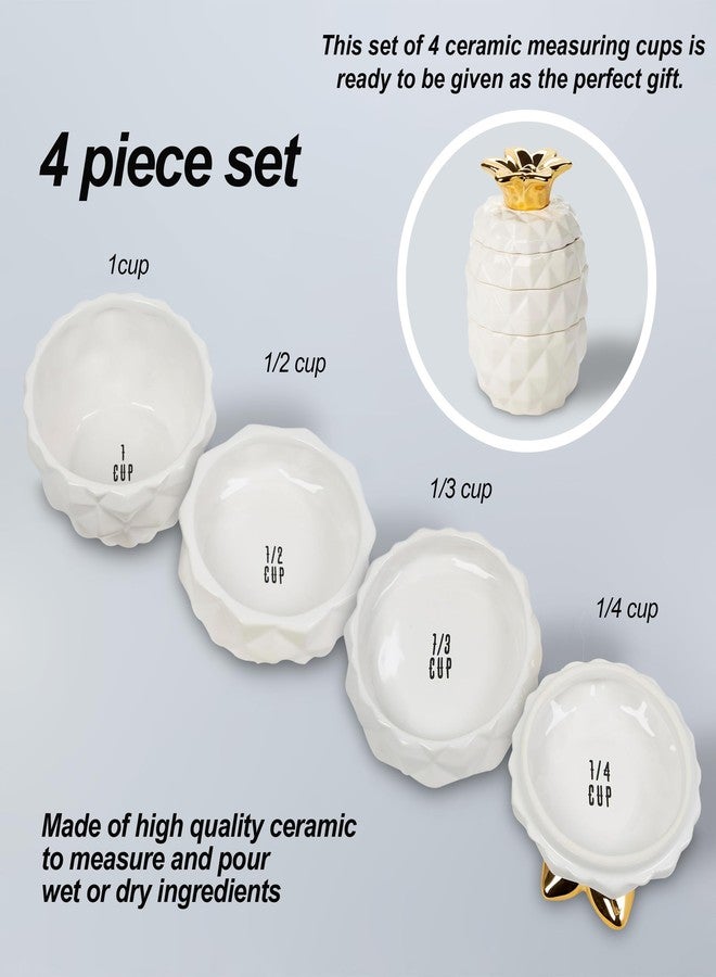 VOTUM Set of 4 Decorative Pineapple Shaped Stackable Ceramic Kitchen Measuring Cups in 4 Assorted Sizes - Image 3