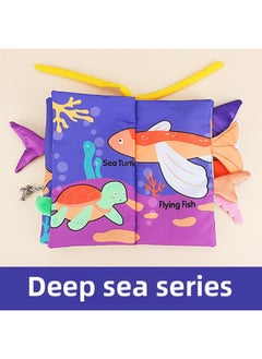 Baby Cloth Book Tail Stereo Band Beep Tear Not Bite Washable Early Education Cognitive Toy-Color:English Deep Sea Series