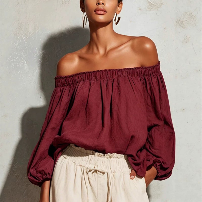 Women's Off-Shoulder Lantern Sleeve Blouse