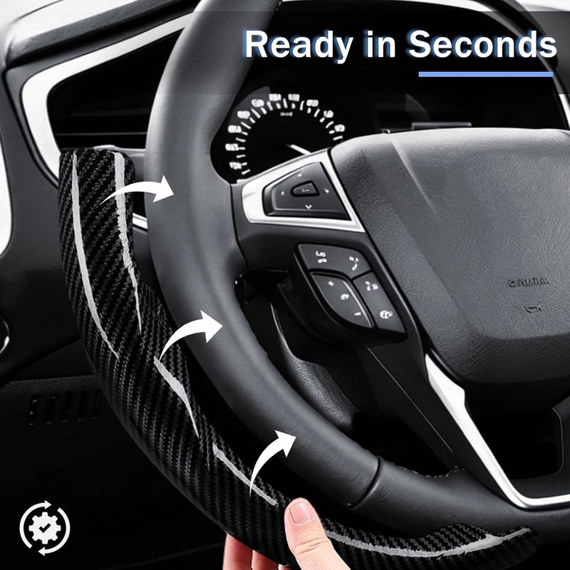 Aotoyou غطاء عجلة القيادة لسيارات Ford Fusion 2013-2020/ Edge 2015-2024، مزود بحماية إضافية (جلد أسود لامع) - Image 2