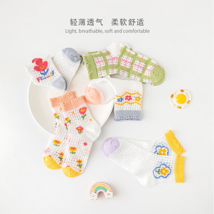 Girls Socks Summer Thin Children'S Socks Mesh Breathable Princess Lace Baby Socks Cotton Socks - Image 4