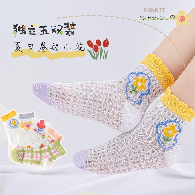 Girls Socks Summer Thin Children'S Socks Mesh Breathable Princess Lace Baby Socks Cotton Socks - Image 2