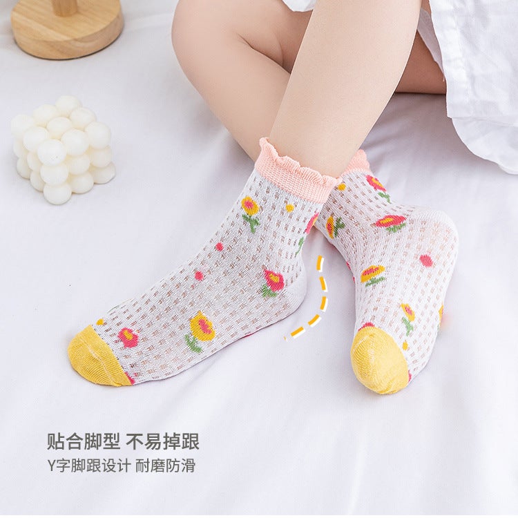 Girls Socks Summer Thin Children'S Socks Mesh Breathable Princess Lace Baby Socks Cotton Socks - Image 5