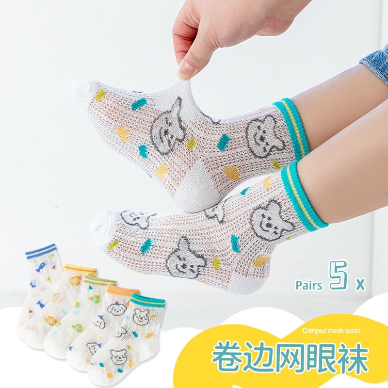 Girls Socks Summer Thin Children'S Socks Mesh Breathable Princess Lace Baby Socks Cotton Socks - Image 1
