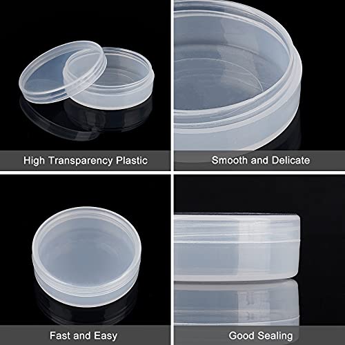 BENECREAT 20Pack PP Round Cylinder Containers Clear Storage Organizer Box 2x0.7 inch with Screw Lids for Eye Shadow, Powder, Beads, Jewelry and Small Items - Image 4