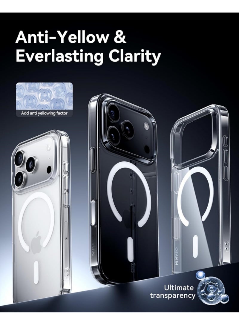 اووكاي جراب شفاف لهاتف iPhone 17 Pro، [متوافق مع Magsafe] [مضاد للاصفرار] [حماية من الدرجة العسكرية] جراب هاتف مغناطيسي مقاوم للصدمات لهاتف iPhone 17 Pro، شفاف - Image 4