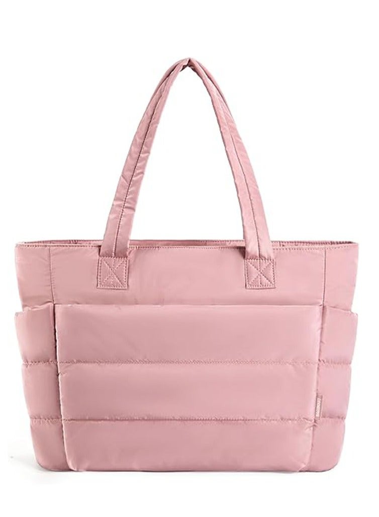 Arabest Tote Bag for Women, Lightweight Puffy Tote Bag with Compartments, Quilted Shoulder Bag Handbag for Travel, Work  - Image 1