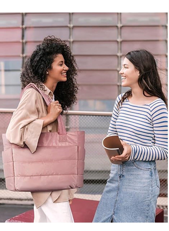 Arabest Tote Bag for Women, Lightweight Puffy Tote Bag with Compartments, Quilted Shoulder Bag Handbag for Travel, Work  - Image 2