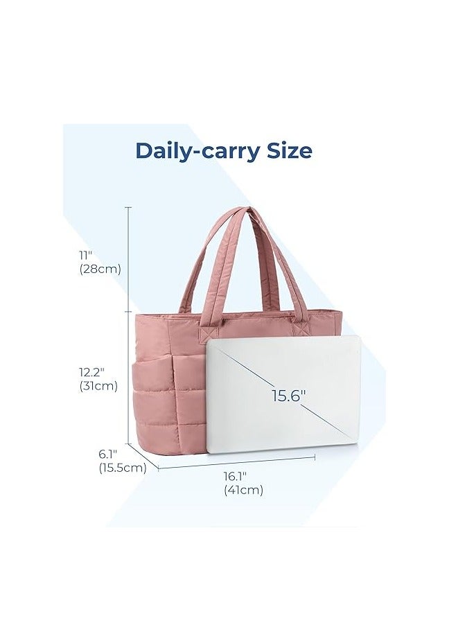 Arabest Tote Bag for Women, Lightweight Puffy Tote Bag with Compartments, Quilted Shoulder Bag Handbag for Travel, Work  - Image 3