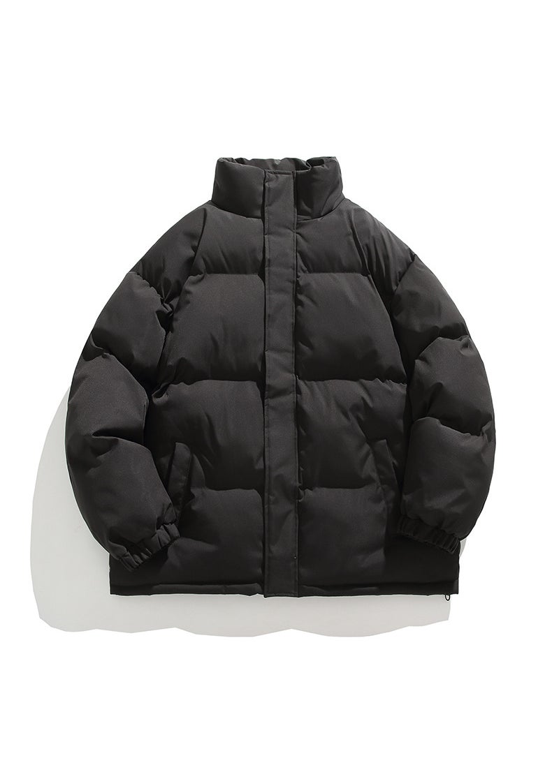 Generic - Minimalist Solid Color Mens Cotton Coat Loose Fit Warm Puffer Jacket Casual Versatile Winter New Arrival Korean Trend Brown - Image 1