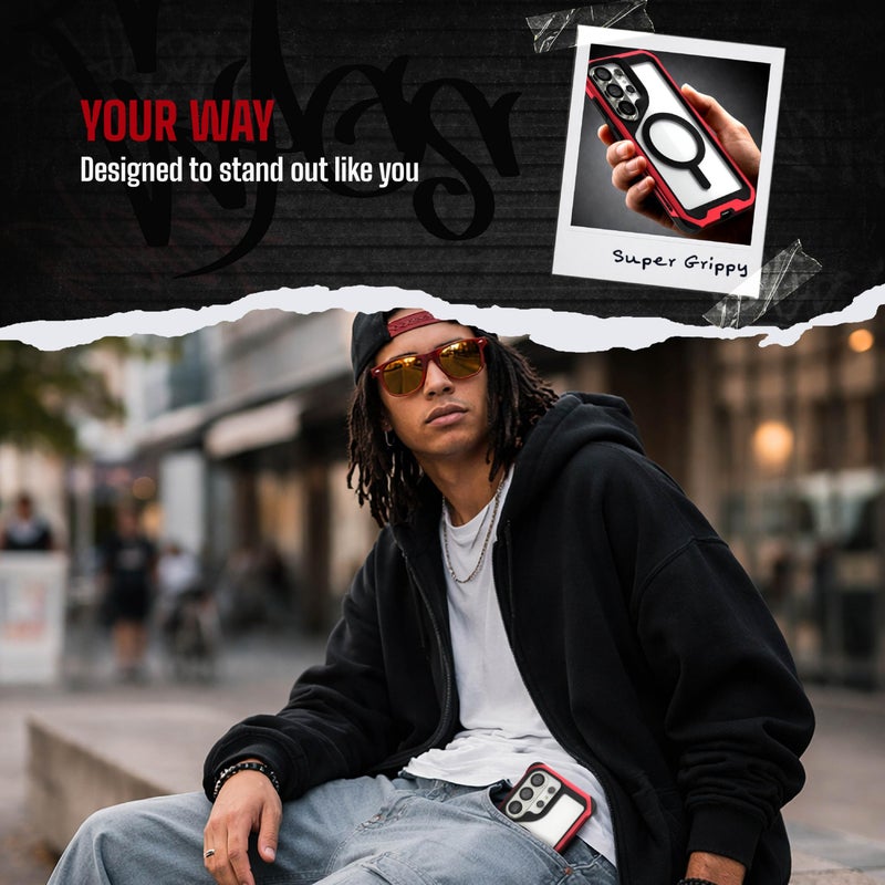 Ghostek Atomic Slim Samsung Galaxy S26 Ultra Case MagSafe Compatible, Magnetic Clear Heavy Duty Metal Cover Designed for 2026 S26Ultra (6.9") (Red) - Image 3