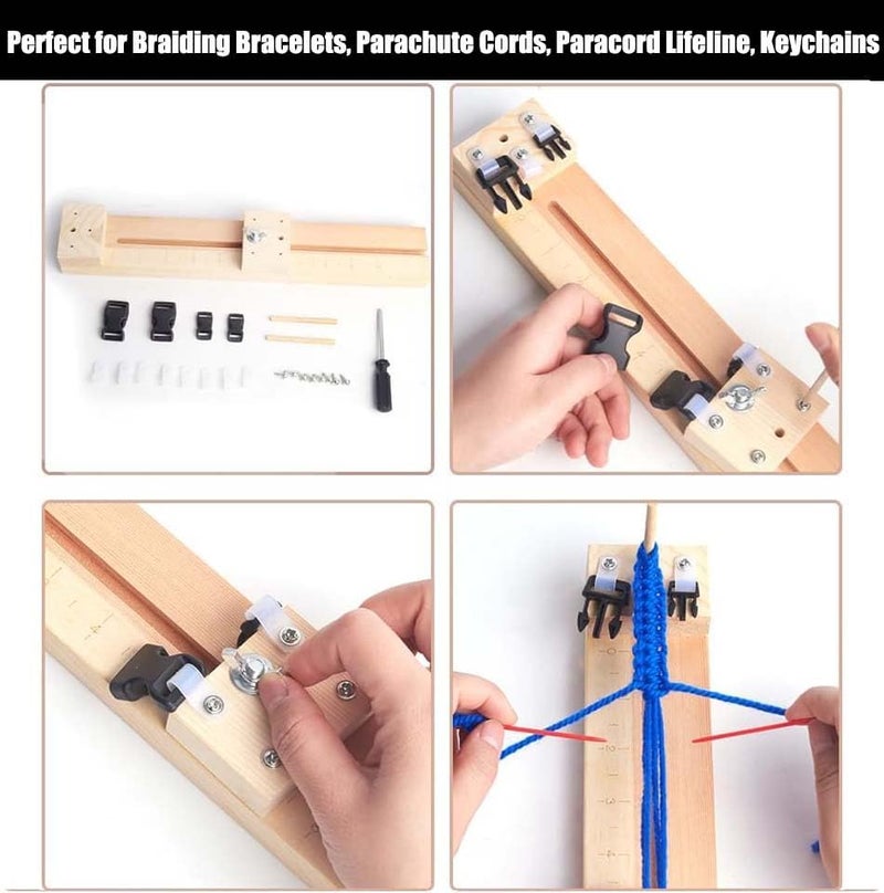 Yerleomit Paracord Jig Bracelet Maker Machine, Wooden Paracord Jig Accessories Bracelet Machine Wooden Frame Kit DIY Knitting Bracelet - Image 5