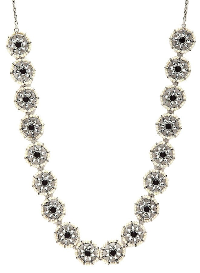 Karatcart Oxidised Sliver-Toned Kundan Studded Kamarbandh for Women - Image 1