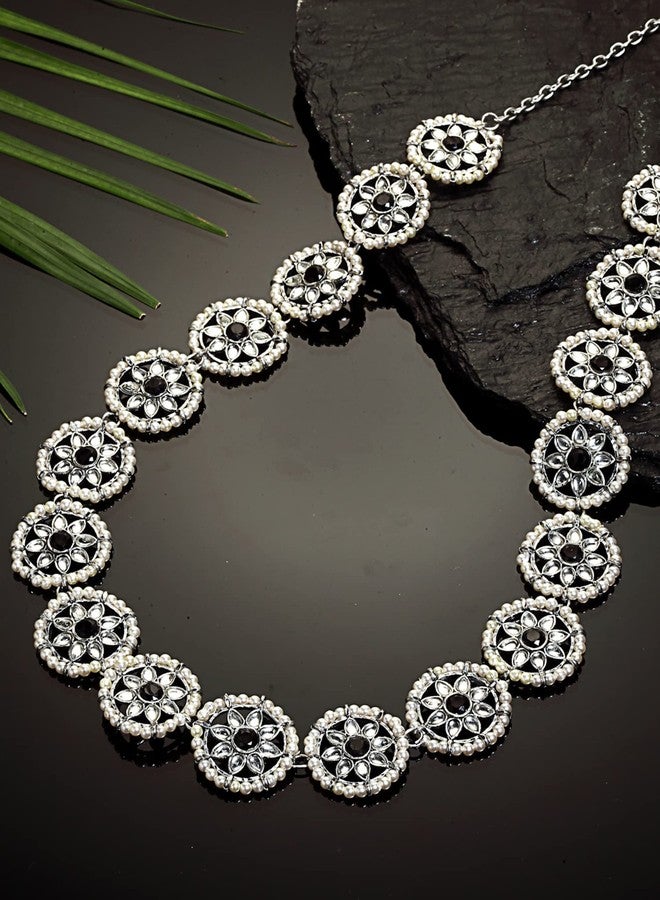Karatcart Oxidised Sliver-Toned Kundan Studded Kamarbandh for Women - Image 3