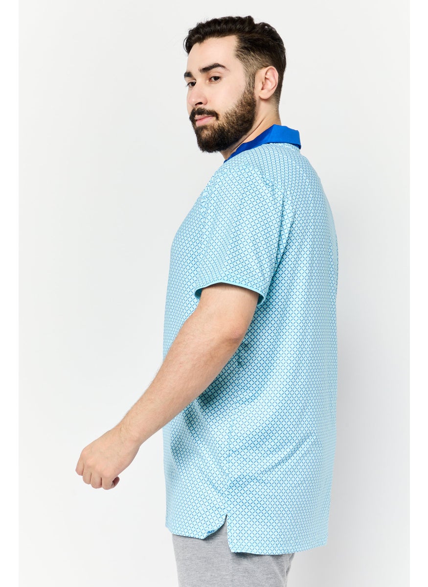 HEAD Men Sportswear Fit Short Sleeves Checkered Golf Polo Shirt, Turquoise  - Image 4