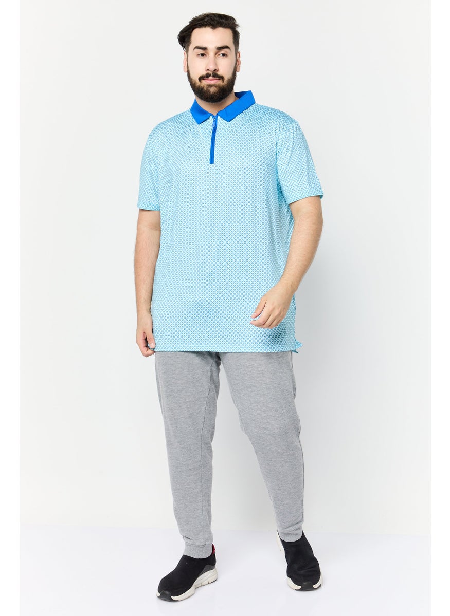 HEAD Men Sportswear Fit Short Sleeves Checkered Golf Polo Shirt, Turquoise  - Image 2