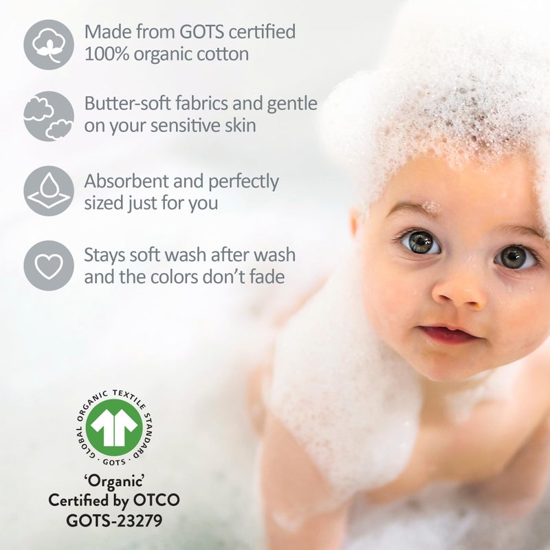 Butterblu River 10-Pack Baby Terry Washcloths 100% Organic Cotton Absorbent for Baby and Toddler Boys & Girls, White, One Size - Image 4