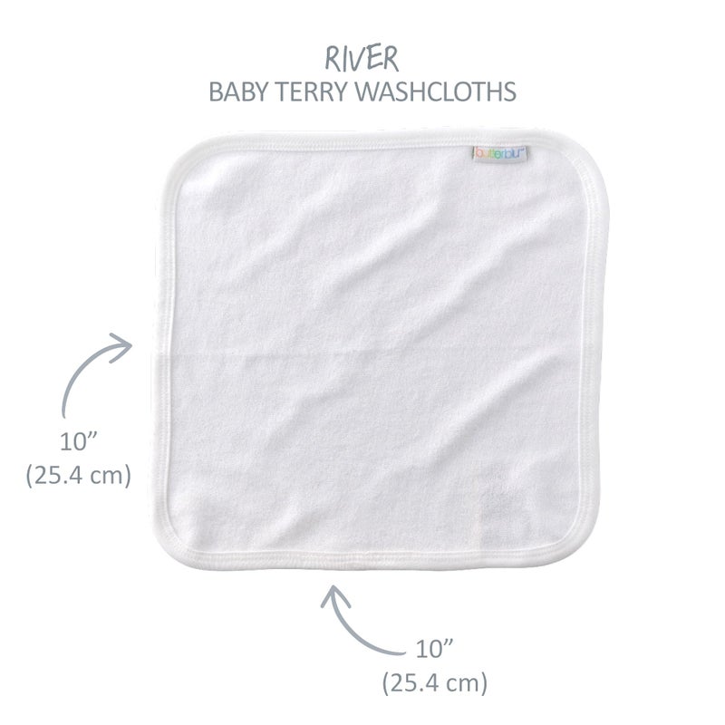 Butterblu River 10-Pack Baby Terry Washcloths 100% Organic Cotton Absorbent for Baby and Toddler Boys & Girls, White, One Size - Image 3