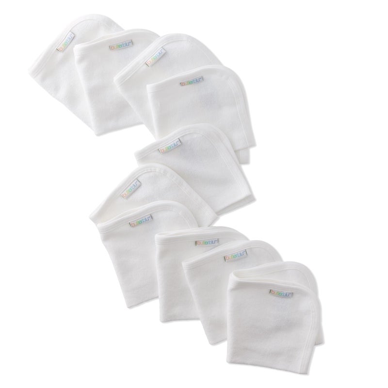 Butterblu River 10-Pack Baby Terry Washcloths 100% Organic Cotton Absorbent for Baby and Toddler Boys & Girls, White, One Size - Image 1