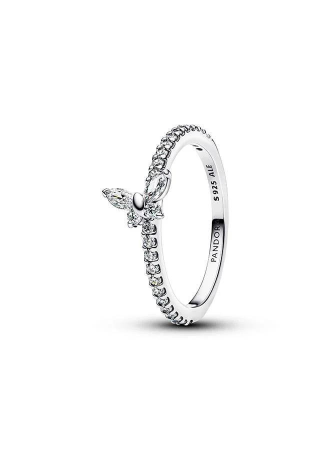 باندورا خاتم فضة استرليني بتصميم فراشة مع زركونيا مكعب شفاف