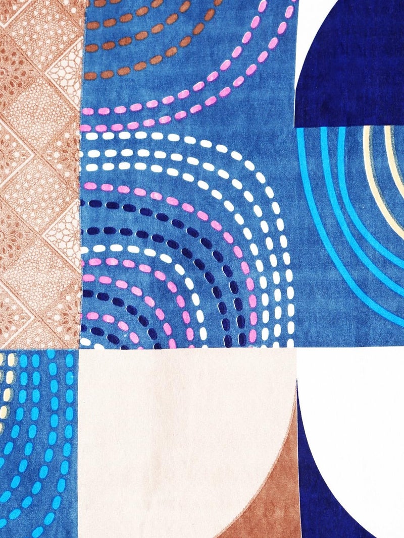 Fashion String 144TC Microfibre Blue Orbit Geometric Blue Double Bedsheet with 2 Pillow Covers - Image 4